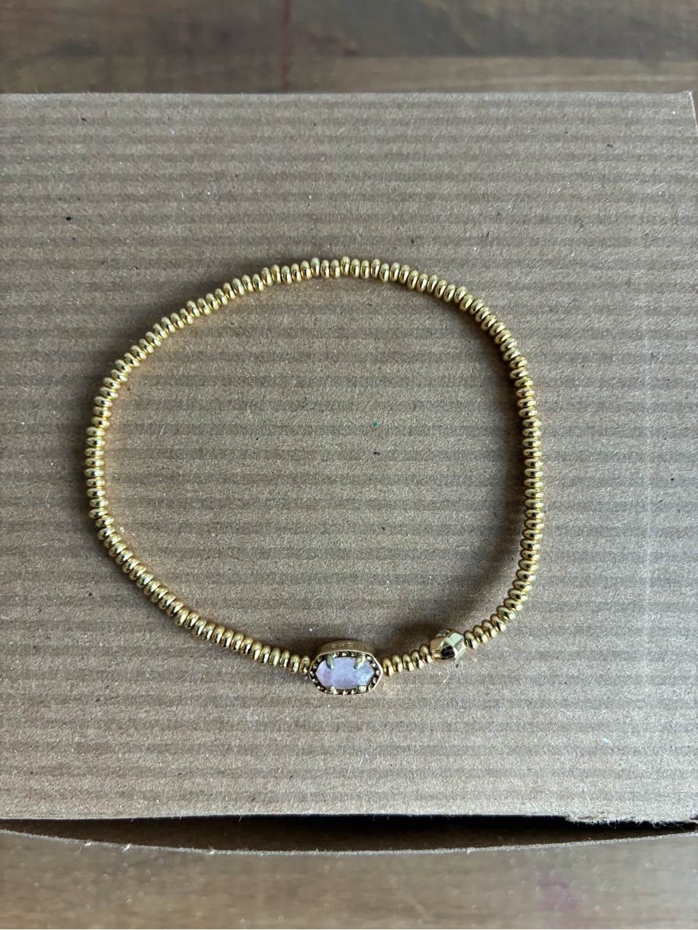 Kendra Scott Gold Beaded Bracelet with Light Pink Stone